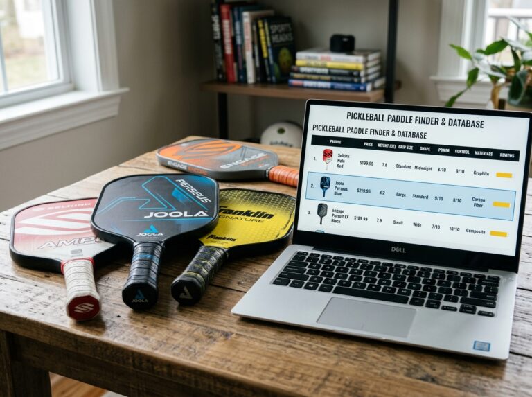 pickleball paddle database