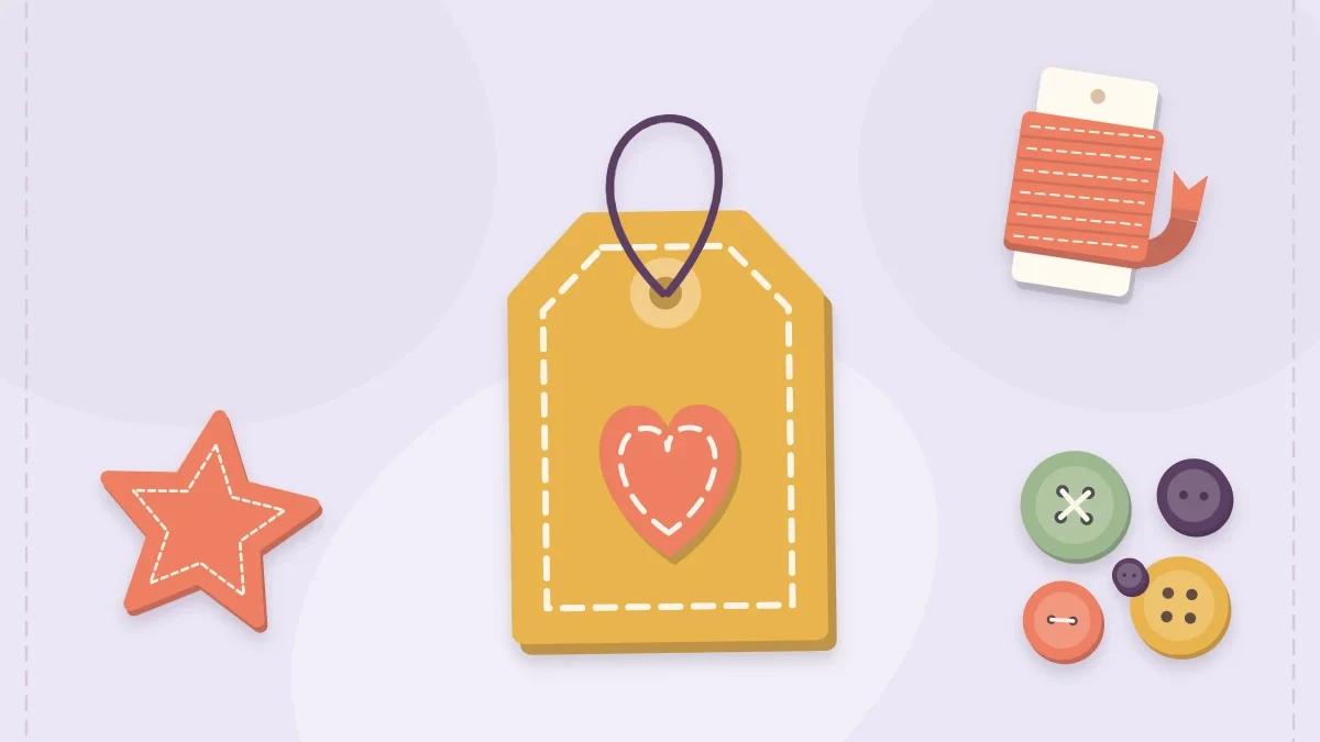 A felt gift tag with ribbon, buttons and a felt star
